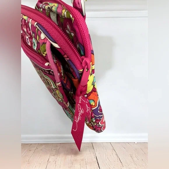 Vera Bradley Pink and Green Quilted Crossbody Bag - Picture 12 of 12
